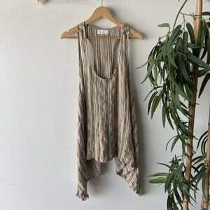 Cannisse Tunic Womens S Brown Asymmetrical Boho Linen Coastal Luxe Tank Trapeze